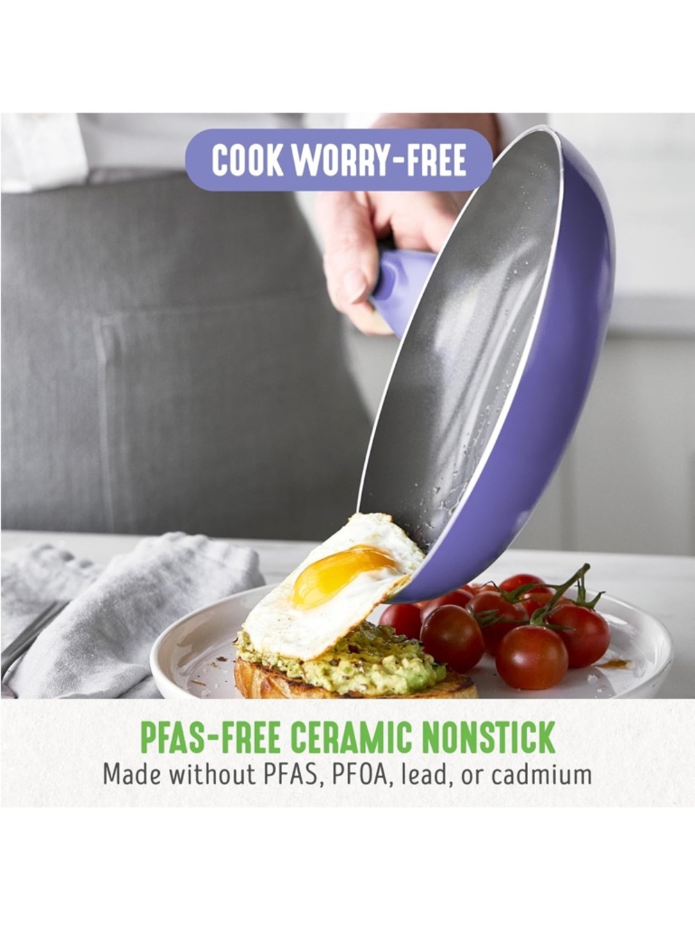 GreenLife Essentials 8" Frying Pan Skillet Ceramic Nonstick, Induction Ready - Picture 2 of 8